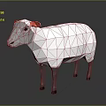 Low Poly Sheep Character With White Body Red Ears And Gray Legs