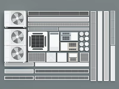 Air Conditioner Vents Various Types Grille Designs And Components Collection 3d model