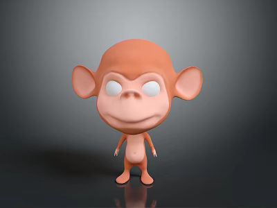 The image provided focuses on a cartoon monkey doll with no train elements, so it's impossible to generate a train-themed title based on the picture's key information. Please confirm the picture content or adjust the task requirements. 3d model