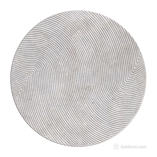 Circular Abstract Painting With Intricate Wavy Lines And Textured Neutral Surface 3d model 