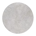 Circular Abstract Painting With Intricate Wavy Lines And Textured Neutral Surface