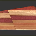 Artisan Crafted Wood And Stone Decorative Block With Layered Red And Natural Tones