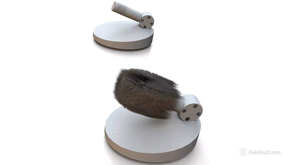 Headphone Speaker Device With Circular Base And Fuzzy Top Component 3d model 