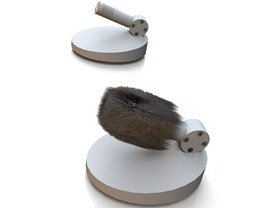 Headphone Speaker Device With Circular Base And Fuzzy Top Component 3d model