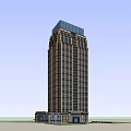 Tall Modern Office Building Architectural Design With Glass Top Exterior And Base Entrance
