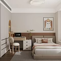 Modern Bedroom Bookcase Interior Design With Open Shelves And Storage Space 3d model