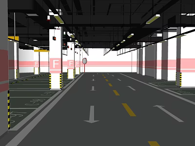 Modern Parking Underground Garage 3d model