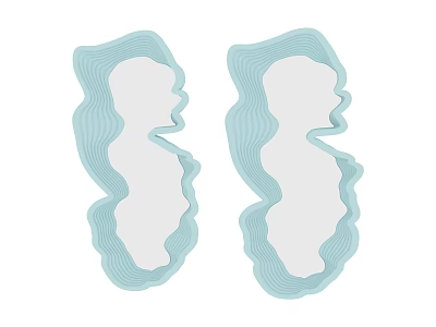 Two Stylish Light Blue Wavy Decorative Mirrors As Household Items 3d model
