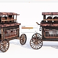 Vintage Carriage Old Wooden Car 3d model