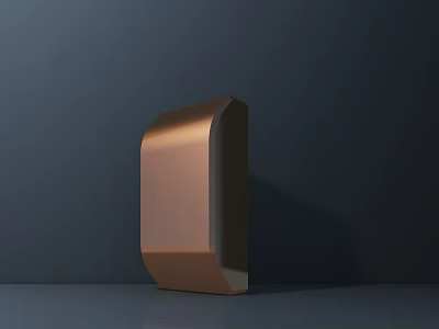 Geometric Copper Sculpture With Shiny Surface On Dark Background Platform 3d model