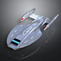 Futuristic Silver Spaceship Design With Sleek Wings And Blue Front Lights