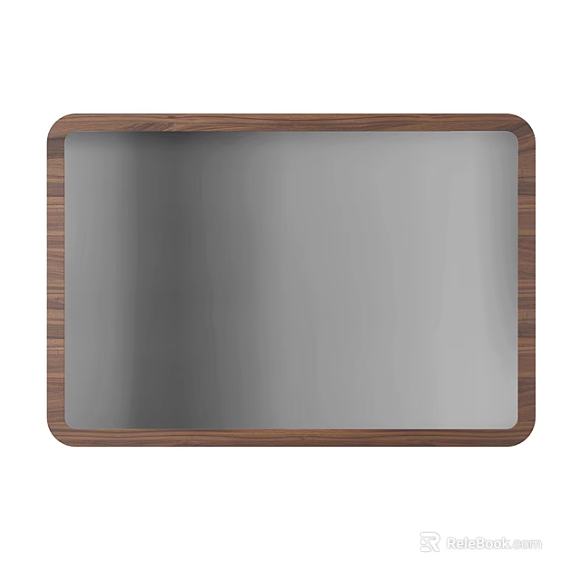 Rectangular Wall Mirror with Natural Wooden Frame for Modern Home Decor 3d model