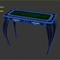 Elegant Black Table with Green Tabletop Decorative Edges and Gold Handle Drawers and Curved Legs