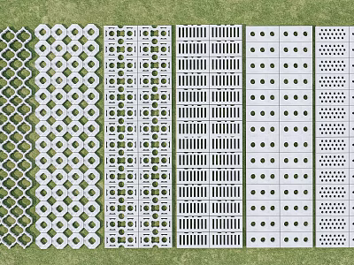 Garden Path Paving with Various Grid Hole and Striped Design Patterns 3d model