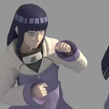 Game And Movie Character In Purple Outfit Long Black Hair Forehead Protector Multiple Poses