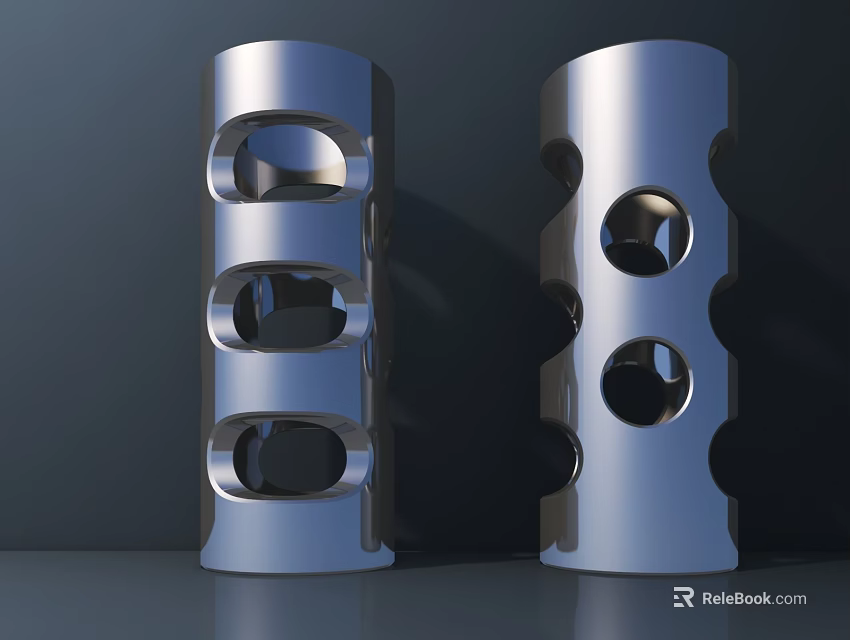 Durable Stainless Steel Cylindrical Hardware Tool Sockets With Multiple Hole Design Two Piece Set 3d model 
