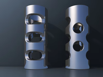 Durable Stainless Steel Cylindrical Hardware Tool Sockets With Multiple Hole Design Two Piece Set 3d model