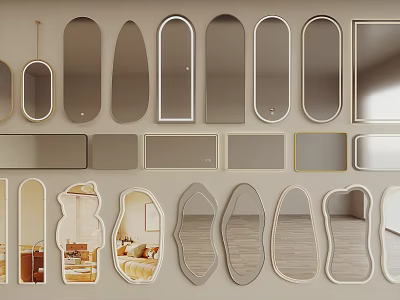 Various Shapes Of Decorative Wall Mirrors With Modern Design Styles For Home Decor 3d model