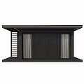 Modern Outdoor Garden Room with Black Frame Large Windows and Louvered Panels