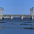 Ornate Bridge With Decorative Pillars And Water Reflection Under Blue Sky 3d model