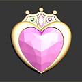 Heart Shaped Pink Gemstone Fashion Accessory With Gold Frame And Crown Accents
