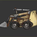 Detailed Yellow Brown Skid Steer Loader With Metal Bucket And Tracks