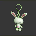 Cute White Rabbit Keychain With Pink Ears Chest Decoration And Hanging Loop