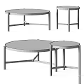Elegant Modern Round Coffee Tables Set With Metal Frames And Marble Tabletops 3d model