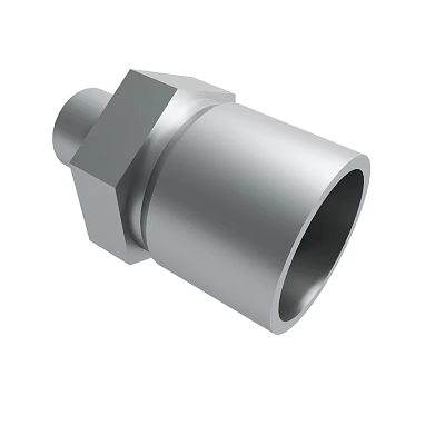 Durable Metal Pipe Fitting With Hexagonal Head And Hollow Cylinder 3d model
