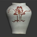 White Ceramic Vase With Red Floral Patterns And Artistic Decorative Design 3d model