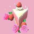 Delicious Strawberry Cake Topped With Whipped Cream Fresh Strawberries Pink Roses And Sparkles