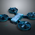 Advanced Blue Quadcopter Drone with Camera and Modern Design for Space Exploration