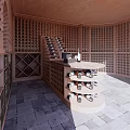 Classic Wine Cellar Interior Design With Wall Mounted Racks Central Circular Storage And Stone Flooring