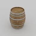 Decorative Wooden Barrel Ornament Set with Metal Hoops and Rustic Design
