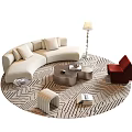 Contemporary Sectional Sofa And Coffee Table Set With Accent Chair Patterned Rug And Floor Lamp