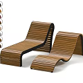 Wooden Outdoor Lounge Chairs with Curved Ergonomic Design and Multiple Color Options