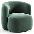 Modern Green Velvet Single Sofa With Curved Arms And Comfortable Plush Seat