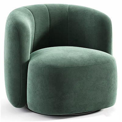 Modern Green Velvet Single Sofa With Curved Arms And Comfortable Plush Seat 3d model