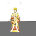 Woman In Traditional Imperial Costume With Elaborate Golden Headdress And Embroidered Robe