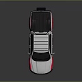White Pickup Truck With Red Stripes And Roof Rack For Rescue Operations