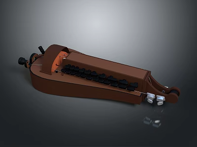 Brown Rectangular Mechanical Device Featuring Arranged Black Components And Silver Base 3d model