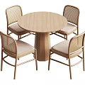 Modern Rattan Casual Table and Chair Combination 3d model