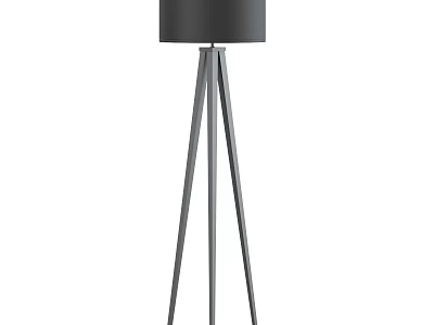 Modern Floor Lamp with Tripod Metal Stand and Black Fabric Shade 3d model