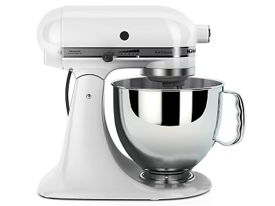 Modern White Stand Mixer For Kitchen With Stainless Steel Mixing Bowl 3d model