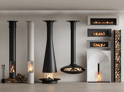 fireplace atomizing fireplace electronic fireplace stove flame firewood bonfire 3d model