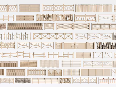 Various Fence Designs Featuring Different Patterns And Structural Styles For Outdoor Areas 3d model