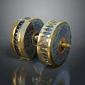 Ornamental Golden Blue Cylindrical Home Living Accessories With Geometric Patterns