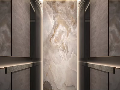 Modern Luxury Elevator Interior Design With Marble Walls And Ambient Lighting 3d model
