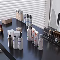 Elegant Cosmetics Display With Lipsticks Skincare Bottles Perfume Containers And Packaging Boxes