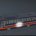Black Bus With Yellow Stripes Modern Design Body And Large Side Windows